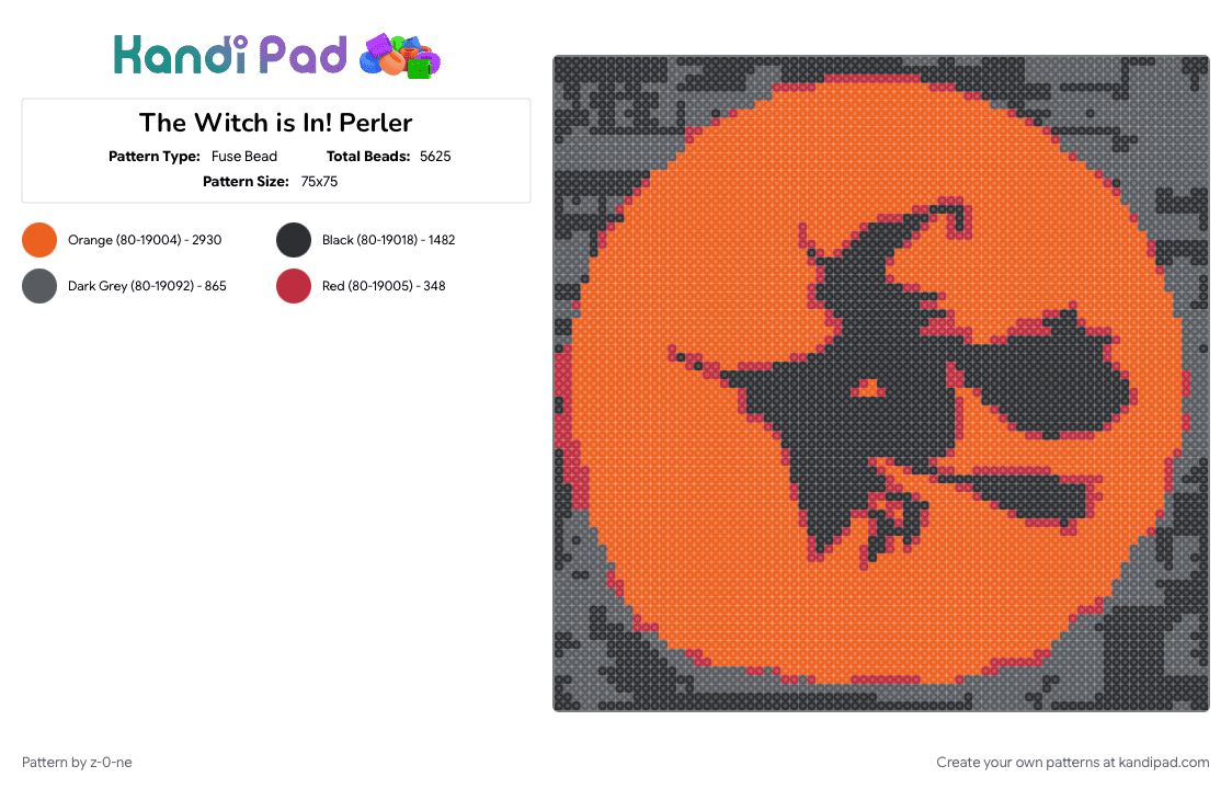 The Witch is In! Perler - Fuse Bead Pattern by z-0-ne on Kandi Pad - character, halloween, holiday, perler bead, spooky, witch