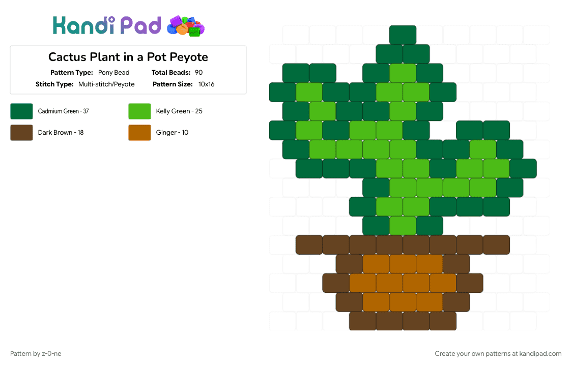 Cactus Plant in a Pot Peyote - Pony Bead Pattern by z-0-ne on Kandi Pad - 