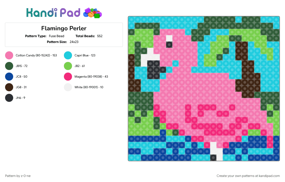 Flamingo Perler - Fuse Bead Pattern by z-0-ne on Kandi Pad - 