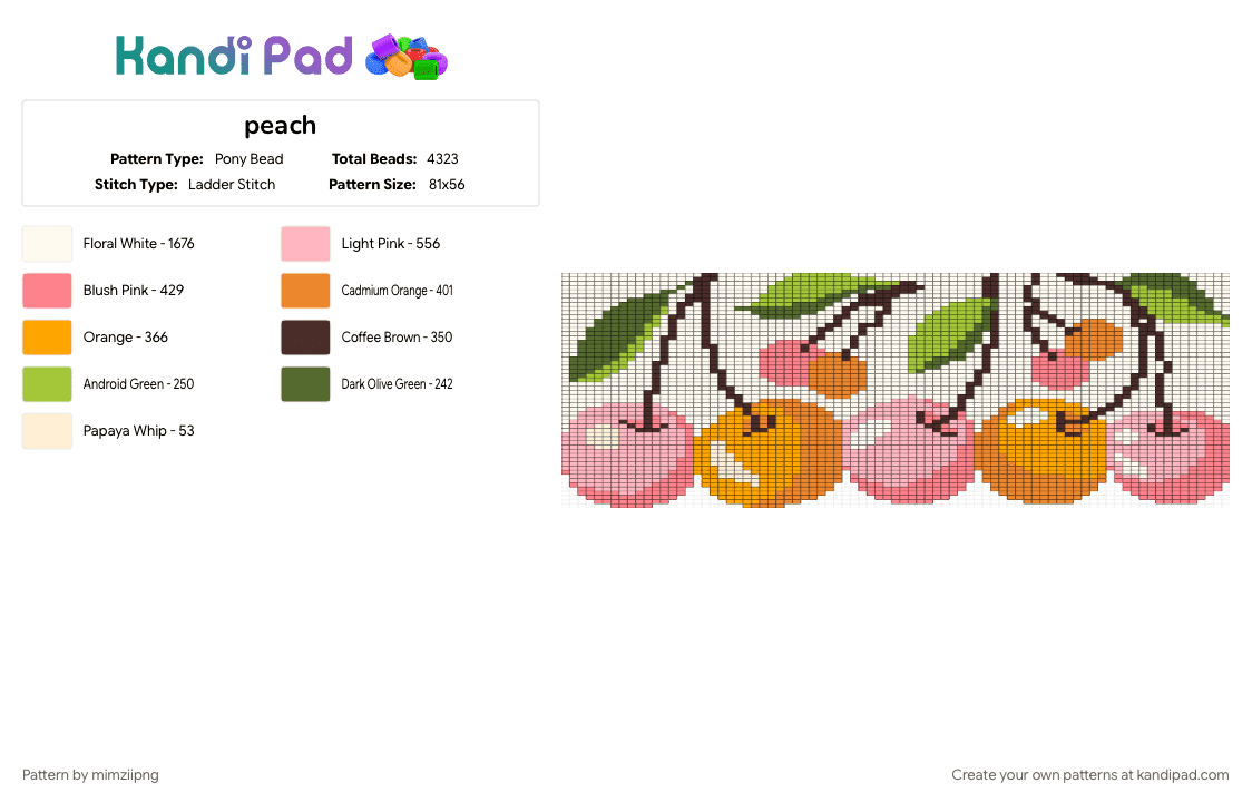 peach - Pony Bead Pattern by mimziipng on Kandi Pad - brown, colorful, pink, white