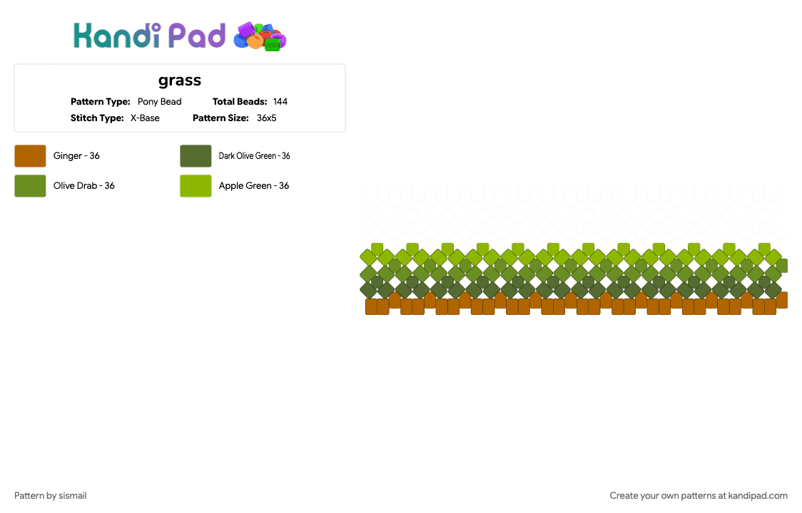 grass - Pony Bead Pattern by sismail on Kandi Pad - cotdgrassy, green