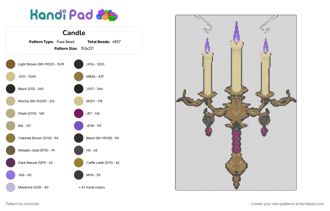 Candle - Fuse Bead Pattern by p4ng1rl13 on Kandi Pad - beige, cotdcandles, gold, tan