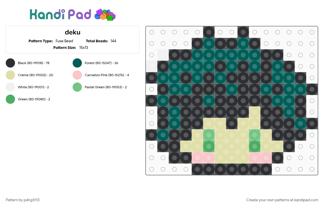 deku - Fuse Bead Pattern by p4ng1rl13 on Kandi Pad - black, gray, yellow