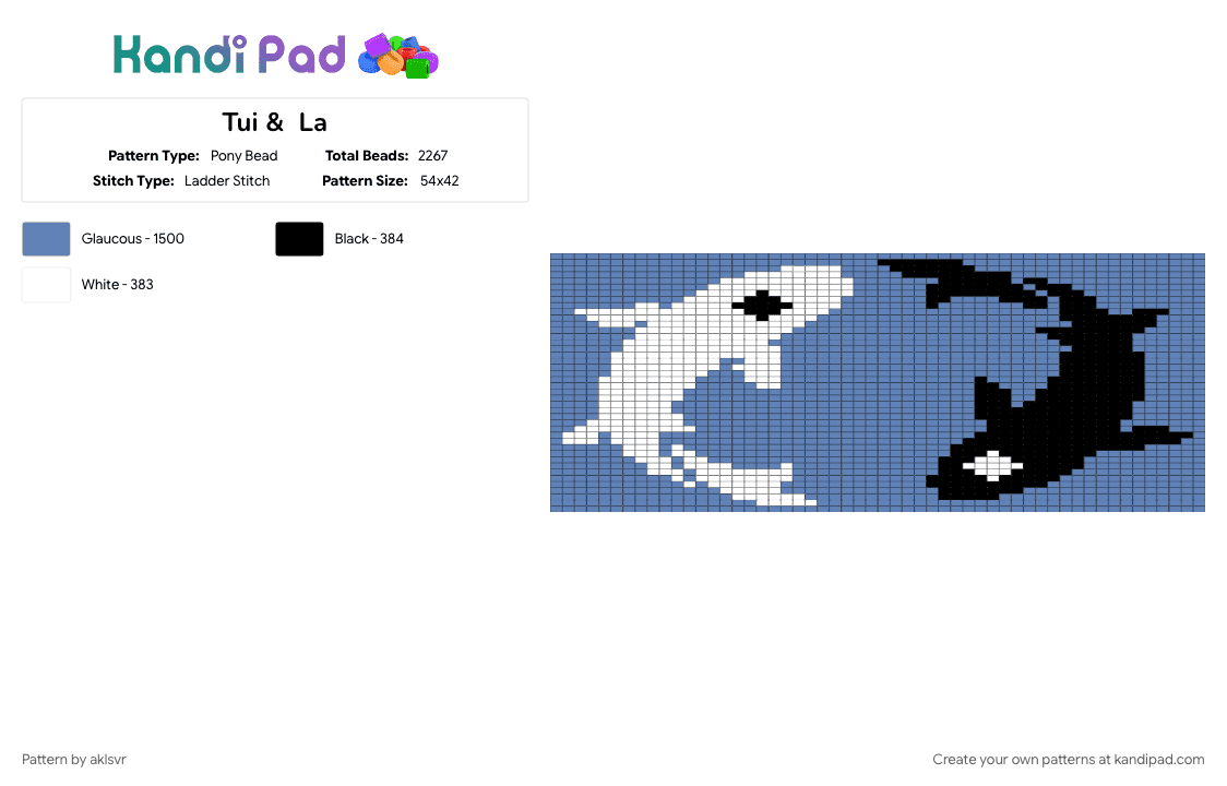 Tui &  La - Pony Bead Pattern by aklsvr on Kandi Pad - blue