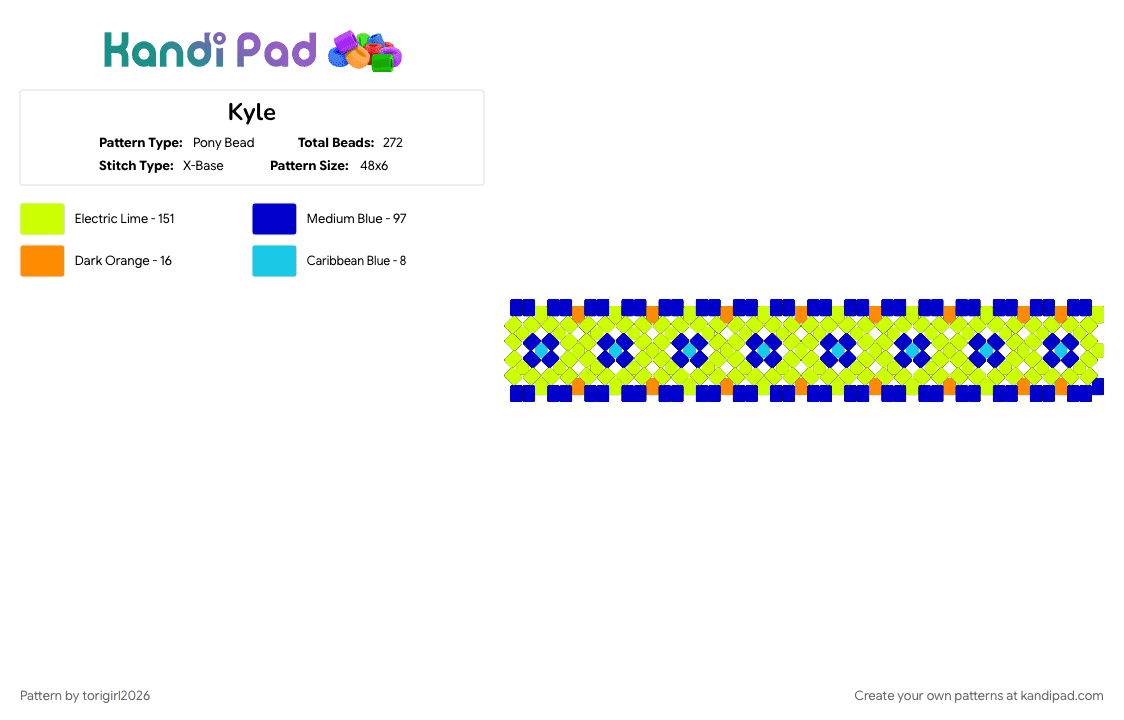 Kyle - Pony Bead Pattern by torigirl2026 on Kandi Pad - purple, yellow