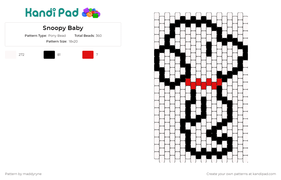 Snoopy Baby - Pony Bead Pattern by maddyryne on Kandi Pad - snoopy,peanuts,charlie brown,dog,animals