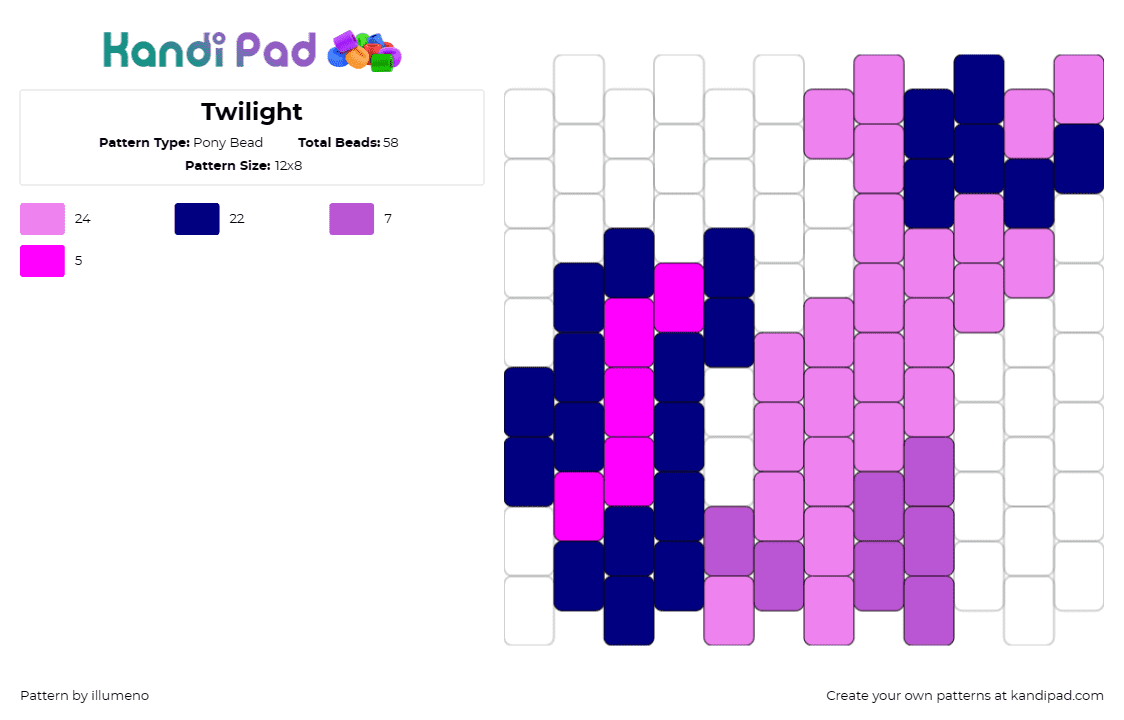 Twilight - Pony Bead Pattern by illumeno on Kandi Pad - twilight sparkle,mlp,my little pony,character,pink,purple