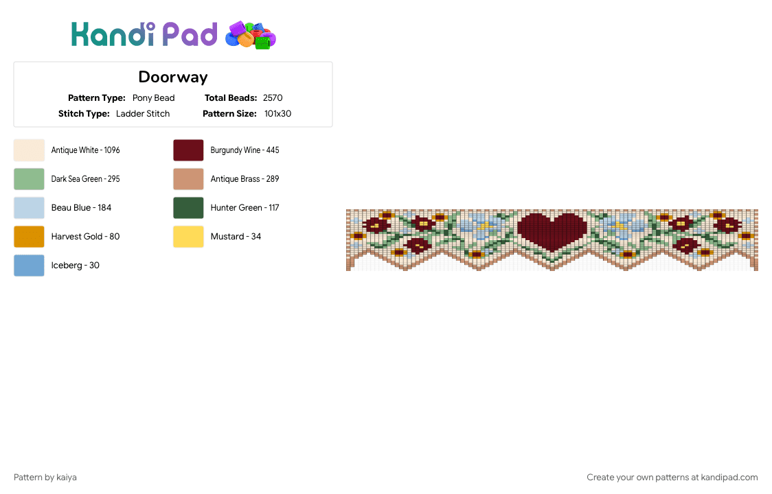 Doorway - Pony Bead Pattern by kaiya on Kandi Pad - beige, brown, teal, white