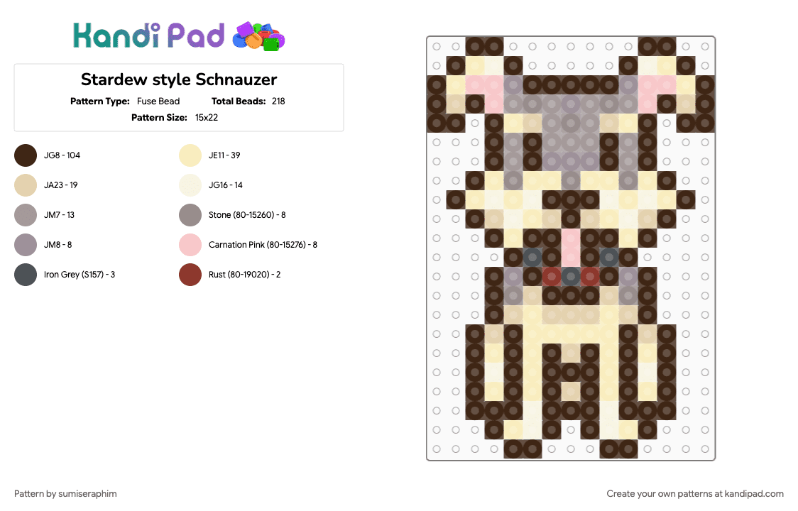 Stardew style Schnauzer - Fuse Bead Pattern by sumiseraphim on Kandi Pad - beige, brown