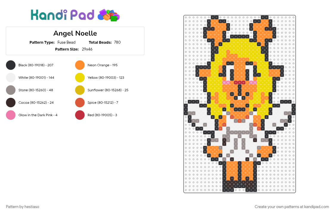 Angel Noelle Holiday - Fuse Bead Pattern by hestiaso on Kandi Pad - deltarune, noelle deltarune, noelle holiday, orange, yellow
