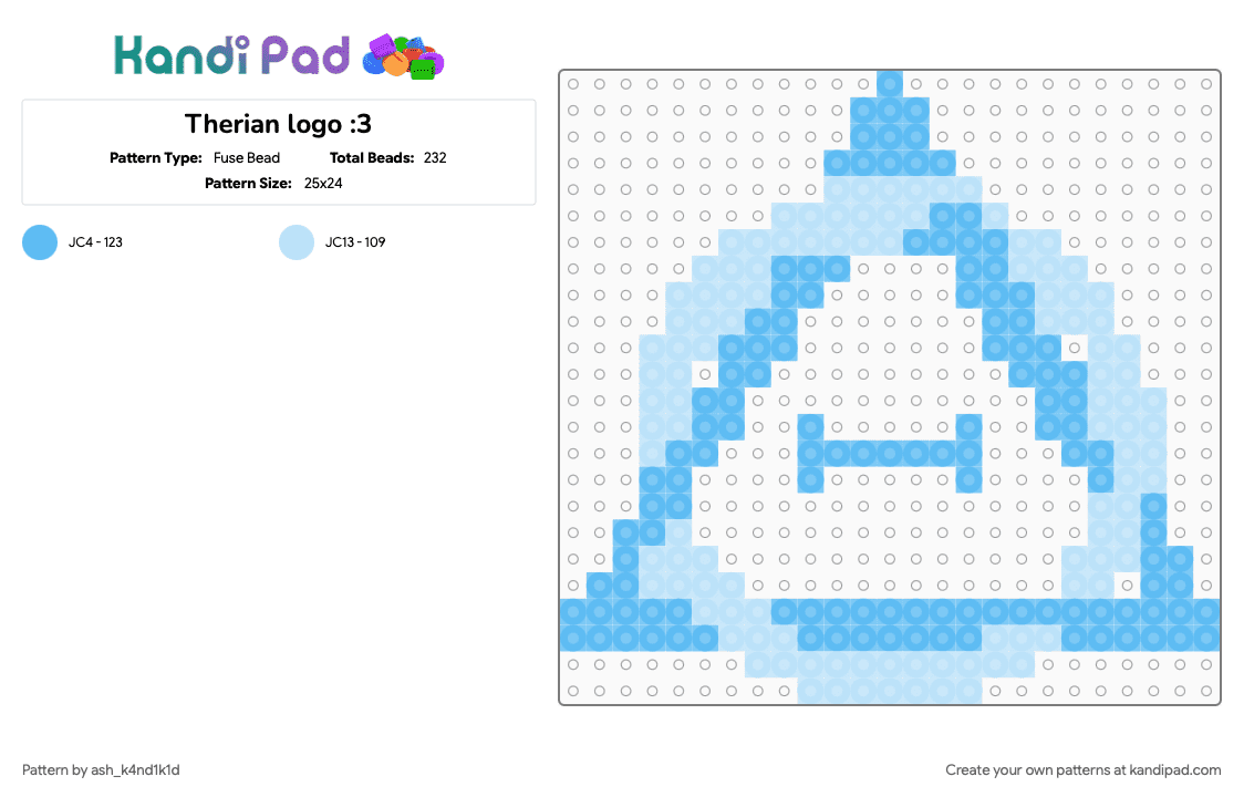 Therian logo :3 - Fuse Bead Pattern by ash_k4nd1k1d on Kandi Pad - 