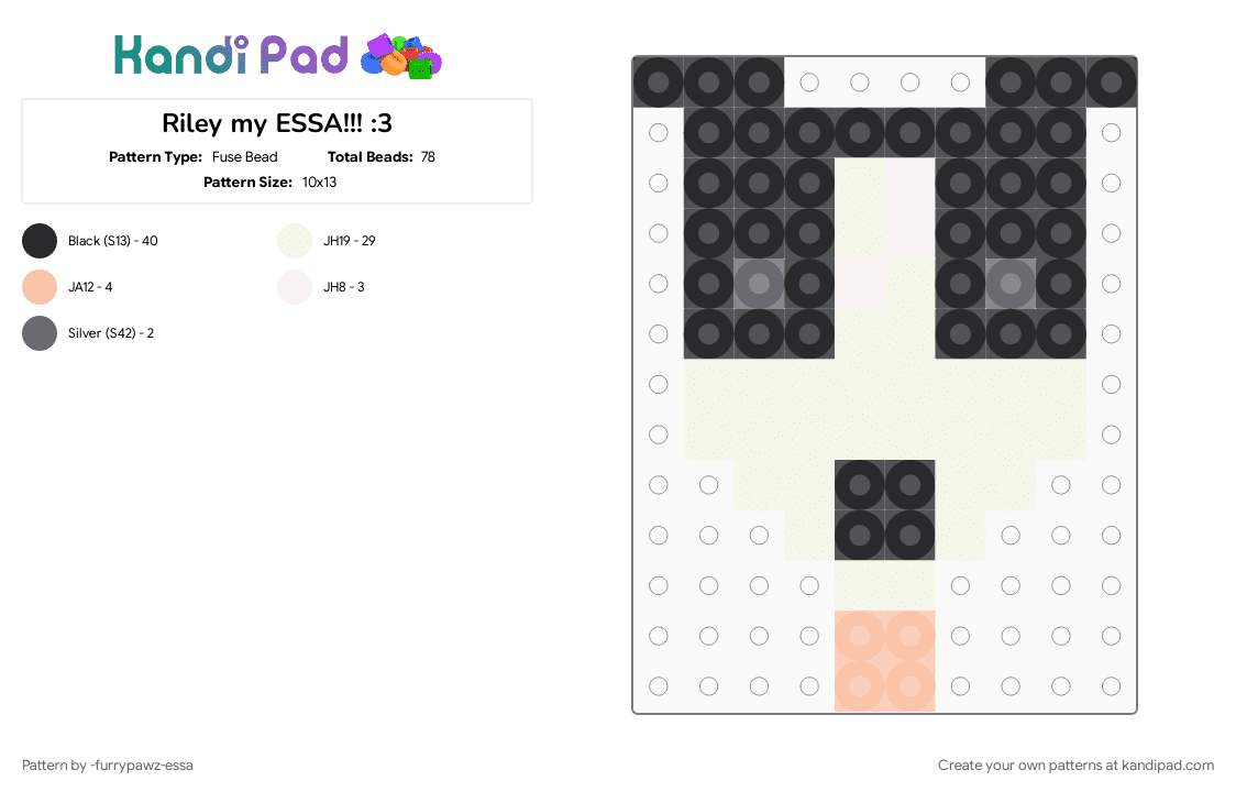 Riley my ESSA!!! :3 - Fuse Bead Pattern by -furrypawz-essa on Kandi Pad - 