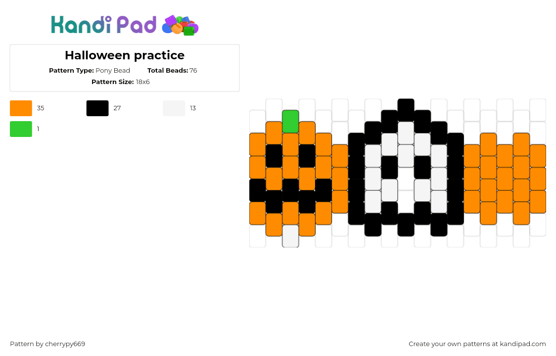 Halloween practice - Pony Bead Pattern by cherrypy669 on Kandi Pad - pumpkin,ghost,charms,halloween,simple,orange,white