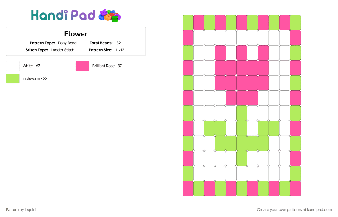 Flower - Pony Bead Pattern by lequini on Kandi Pad - green, pink
