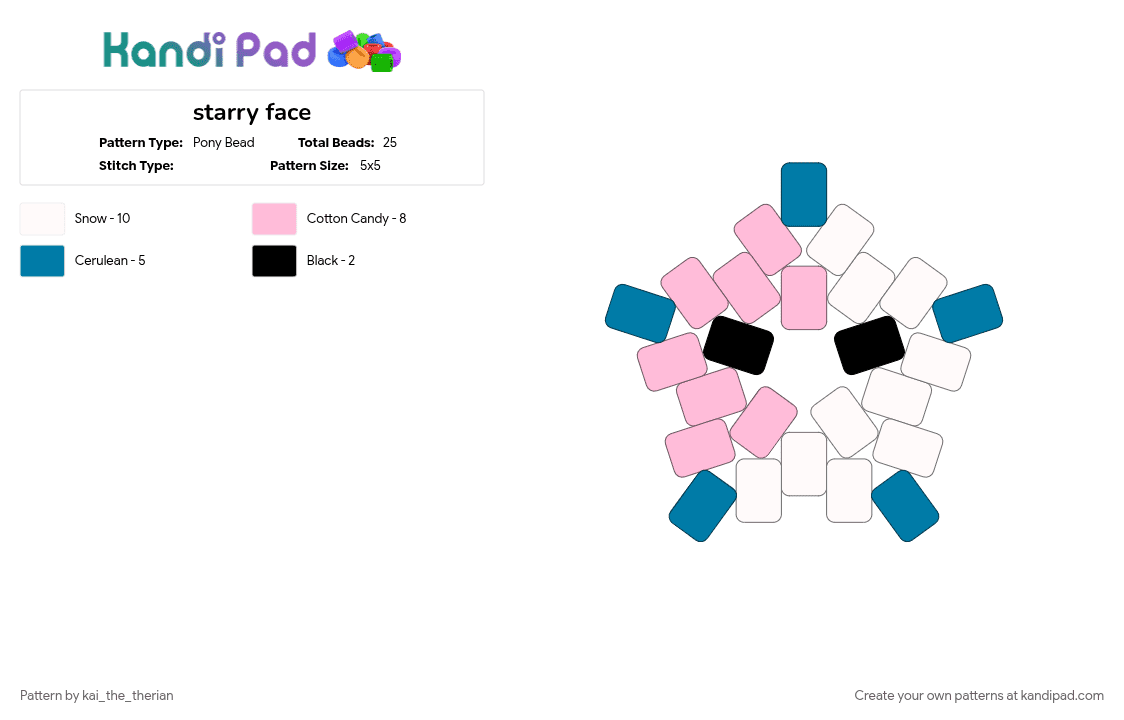 starry face - Pony Bead Pattern by kai_the_therian on Kandi Pad - blue, horror, pink, sally face