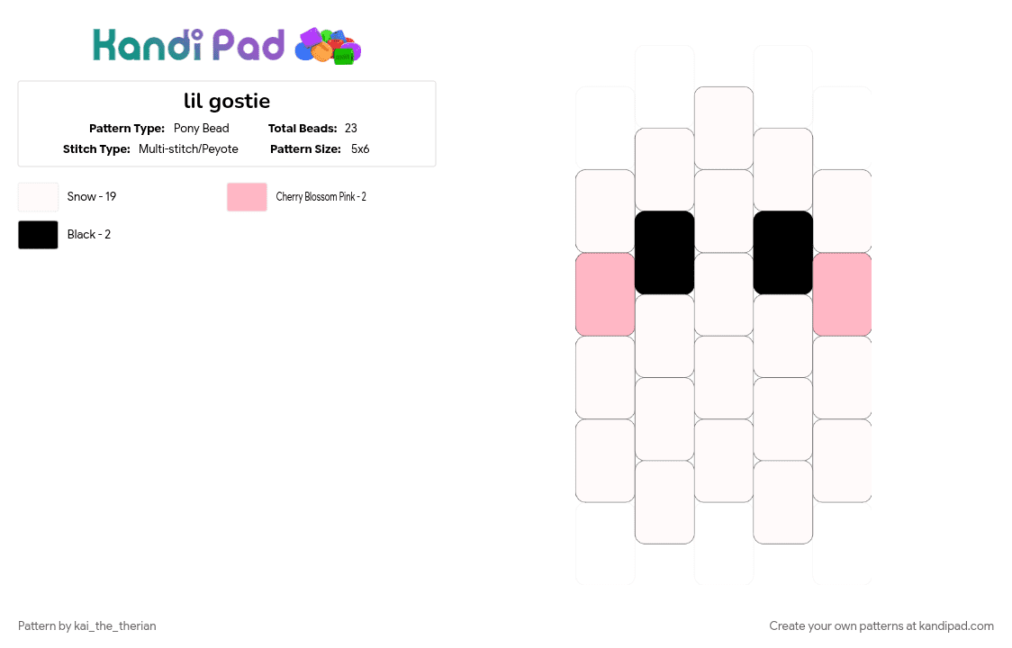 lil gostie - Pony Bead Pattern by kai_the_therian on Kandi Pad - 