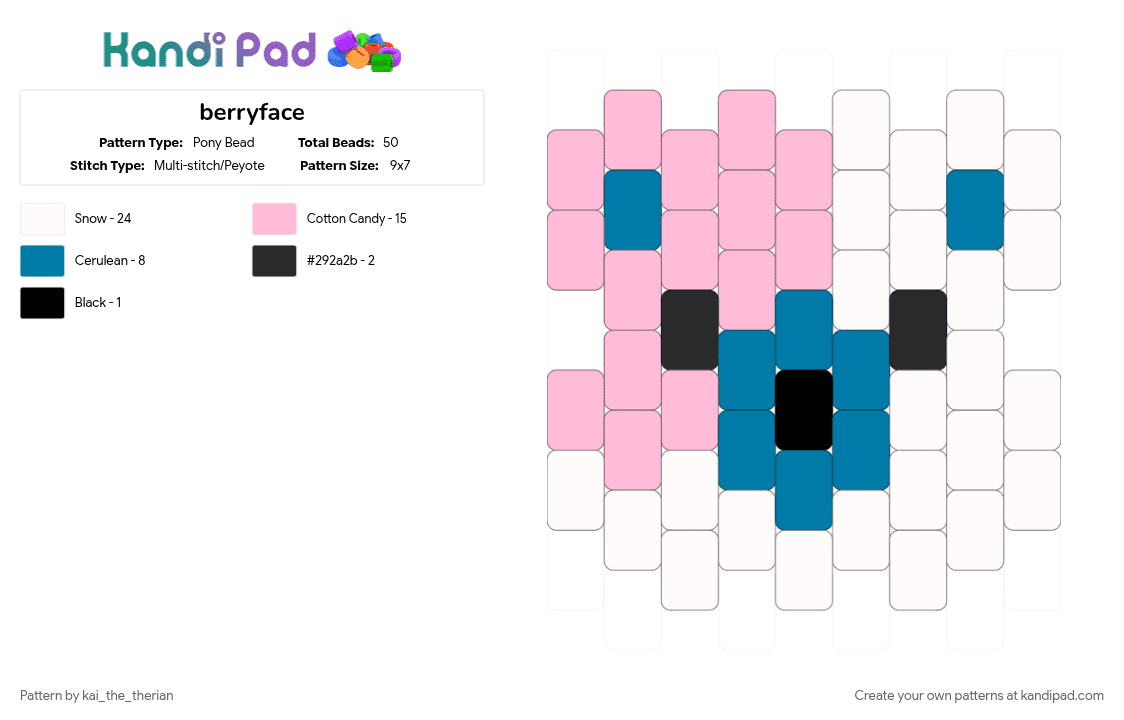 berryface - Pony Bead Pattern by kai_the_therian on Kandi Pad - blue, pink, sallyface