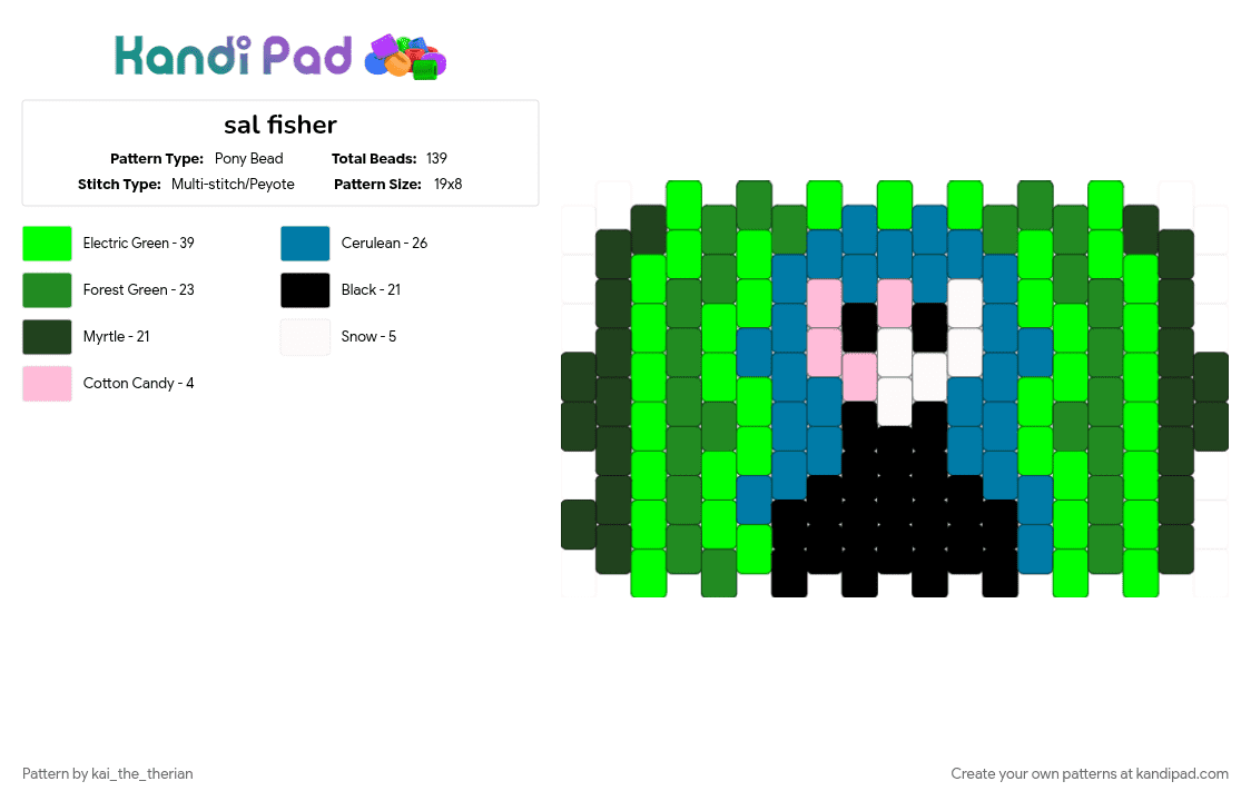 sal fisher - Pony Bead Pattern by kai_the_therian on Kandi Pad - 