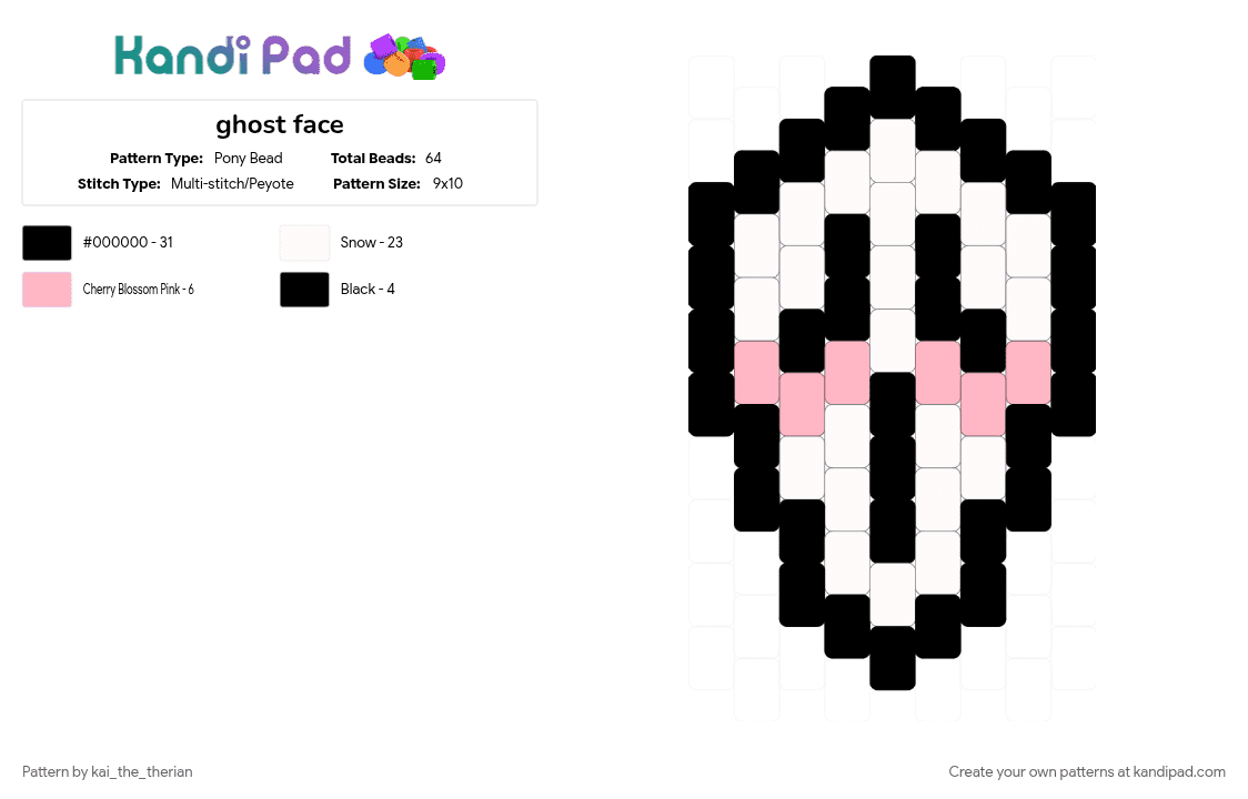 ghost face - Pony Bead Pattern by kai_the_therian on Kandi Pad - 