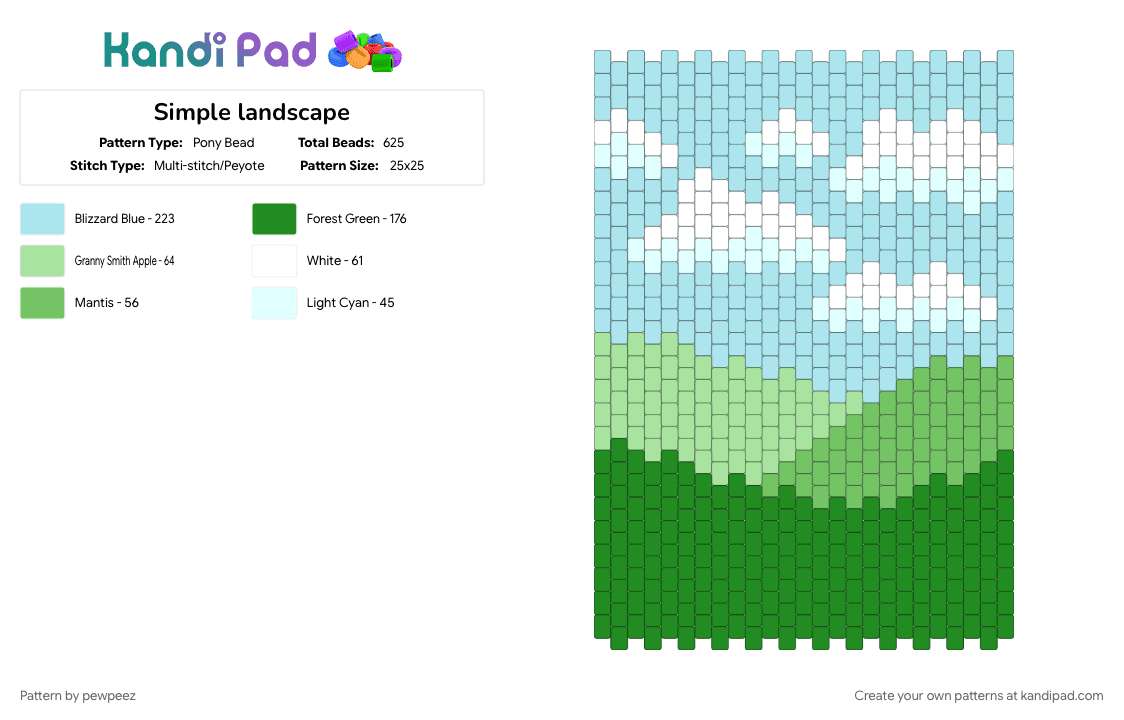 Simpl Patten Simple landscape Pony Bead Pattern - Kandi Pad | Kandi Patterns, Fuse ...