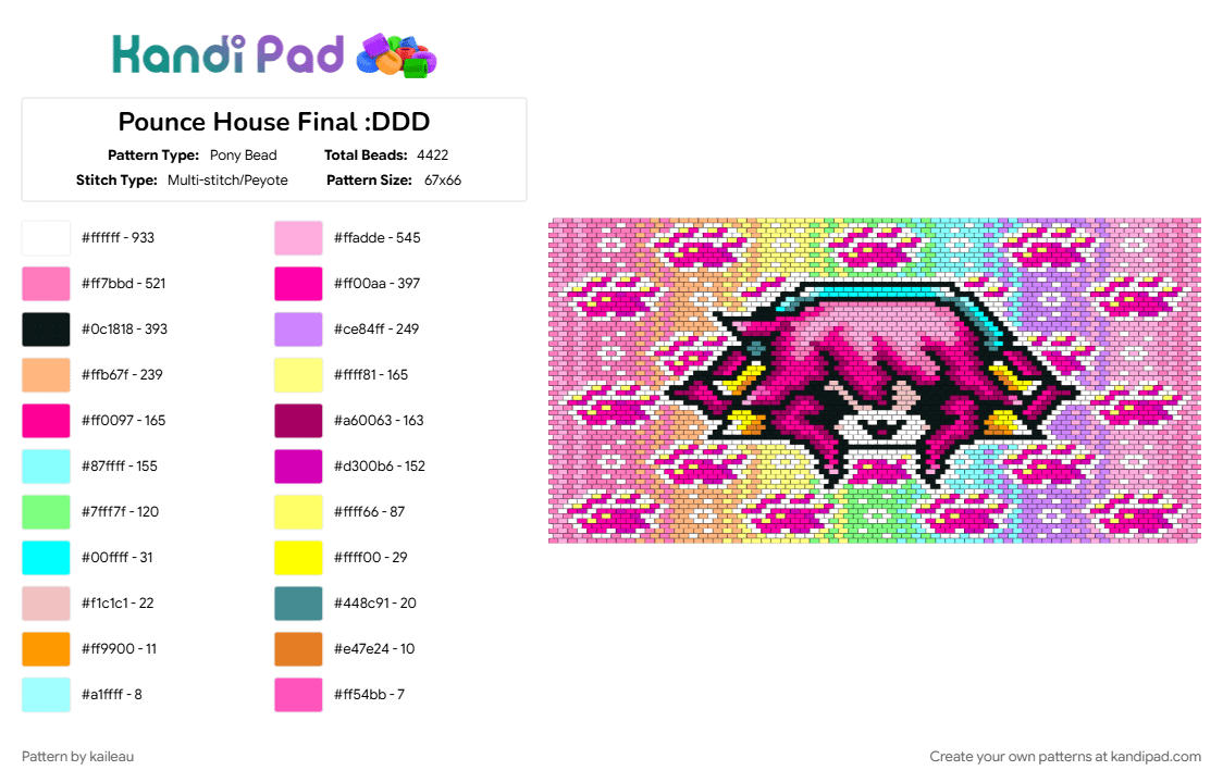 Pounce House Banner - Pony Bead Pattern by kaileau on Kandi Pad - pink