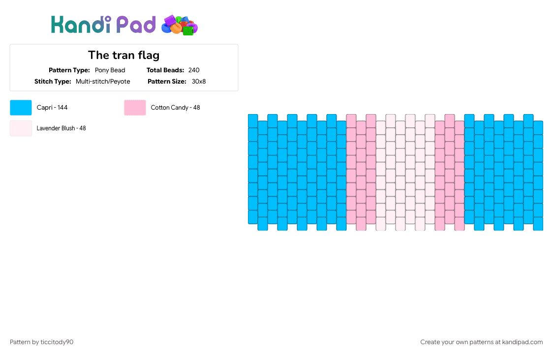 The tran flag - Pony Bead Pattern by ticcitody90 on Kandi Pad - 