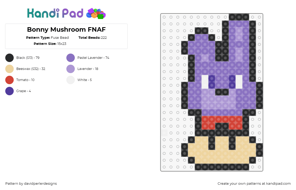 Bonny Mushroom FNAF - Fuse Bead Pattern by davidperlerdesigns on Kandi Pad - bonnie,fnaf,five nights at freddys,character,mushroom,mashup,bunny,horror,video 