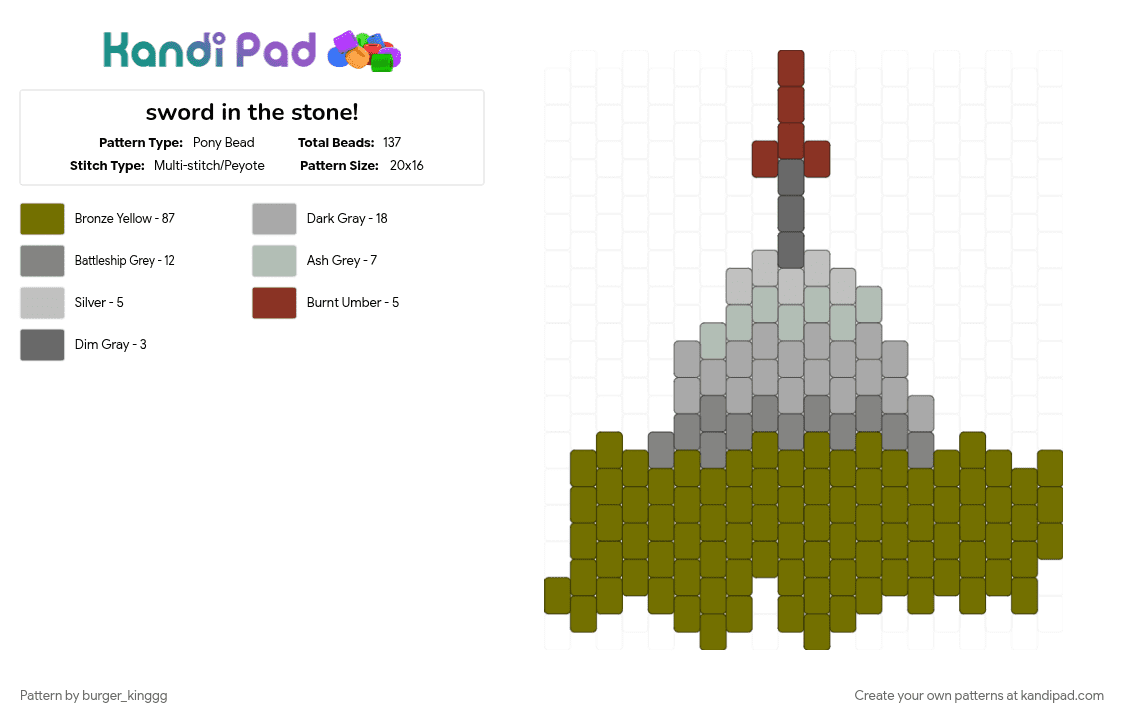 sword in the stone! - Pony Bead Pattern by burger_kinggg on Kandi Pad - cotddestiny, stone, sword