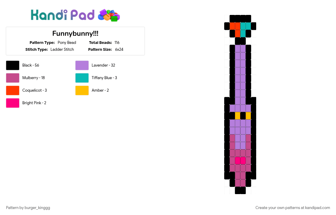 Funnybunny!!! - Pony Bead Pattern by burger_kinggg on Kandi Pad - pink