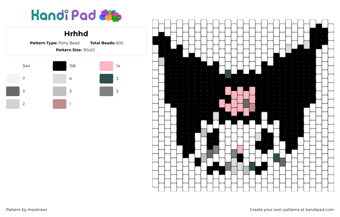 Hrhhd - Pony Bead Pattern by mavkrawr on Kandi Pad - kuromi,sanrio,character,kawaii,black,white