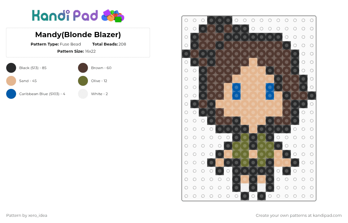 Mandy(Blonde Blazer) - Fuse Bead Pattern by xero_idea on Kandi Pad - beige,brown,dispatch,blonde blazer,superhero