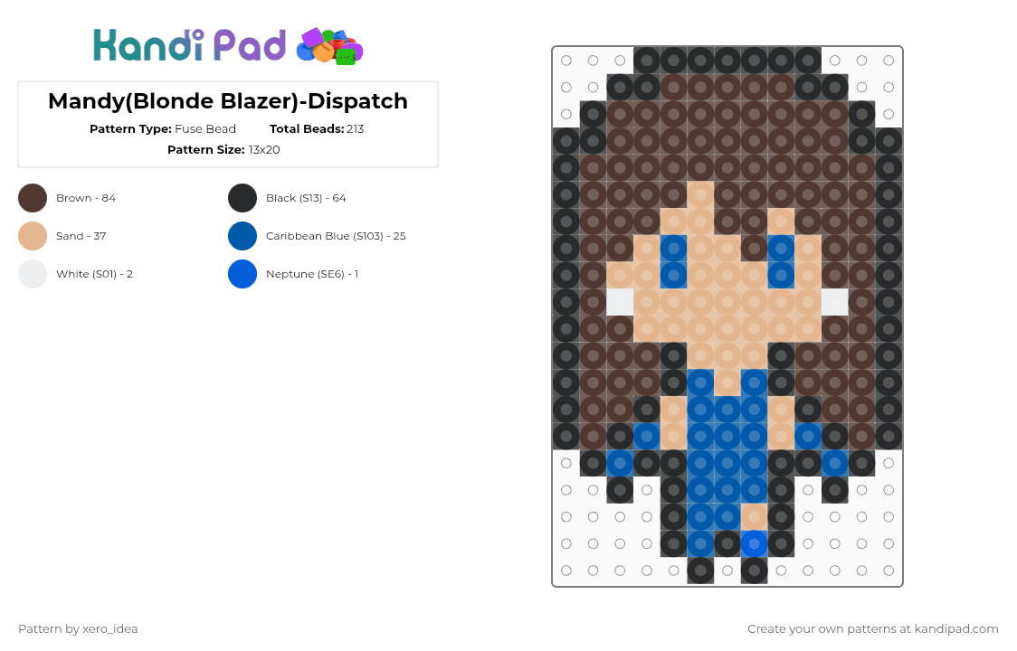 Mandy(Blonde Blazer)-Dispatch - Fuse Bead Pattern by xero_idea on Kandi Pad - brown,dispatch,superhero,blonde blazer,mandy