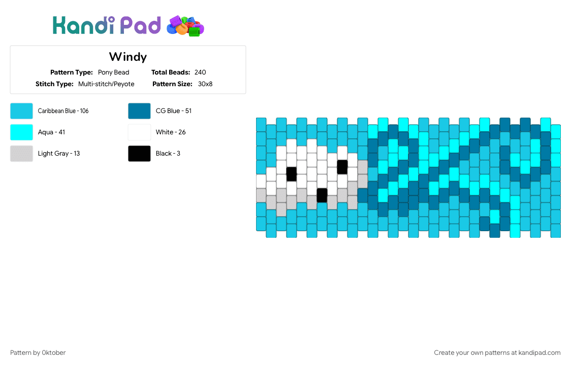 Windy - Pony Bead Pattern by 0ktober on Kandi Pad - cotdwind, light blue