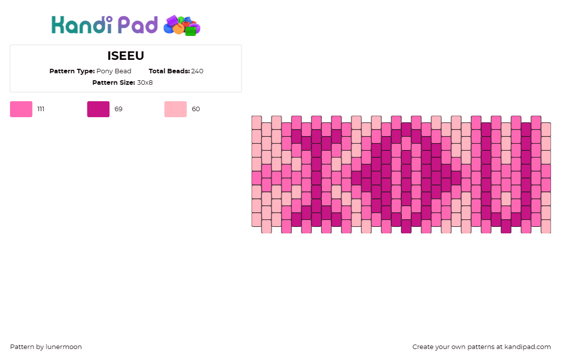 ISEEU - Pony Bead Pattern by lunermoon on Kandi Pad - i see you,text,cuff,pink