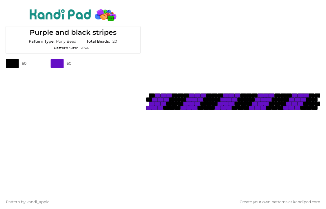 Purple and black stripes - Pony Bead Pattern by kandi_apple on Kandi Pad - stripes,cuff