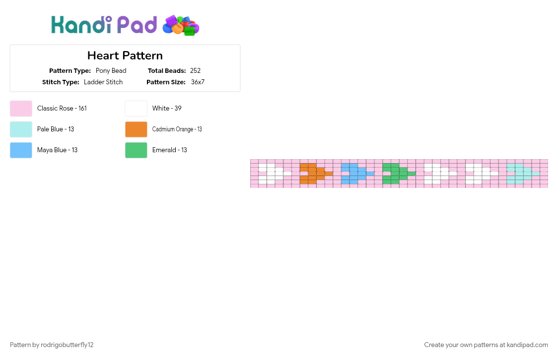 Heart Pattern - Pony Bead Pattern by rodrigobutterfly12 on Kandi Pad - 