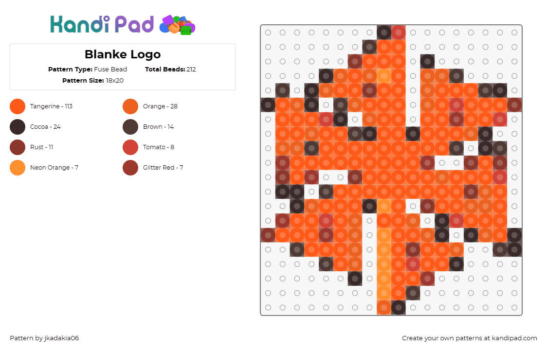 Blanke Logo - Fuse Bead Pattern by jkadakia06 on Kandi Pad - blanke,logo,dj,geometric,music,edm,orange