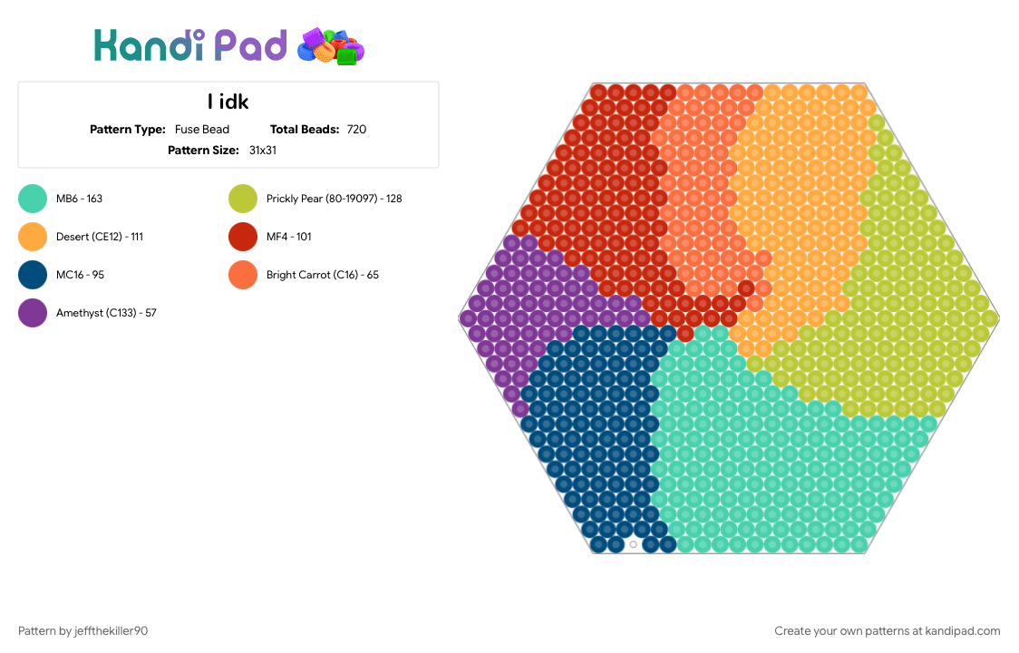 I idk - Fuse Bead Pattern by jeffthekiller90 on Kandi Pad - gay, green, orange, teal