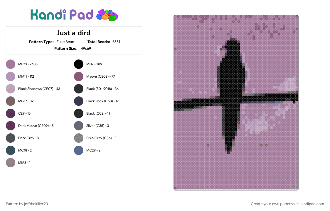 Just a dird - Fuse Bead Pattern by jeffthekiller90 on Kandi Pad - 