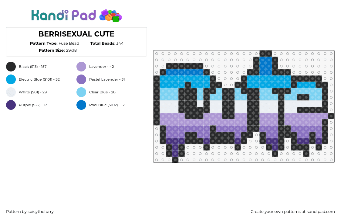 BERRISEXUAL CUTE - Fuse Bead Pattern by spicythefurry on Kandi Pad - cute,berrisexual,text,graffiti,horizontal,stripes,drippy,light blue,purple