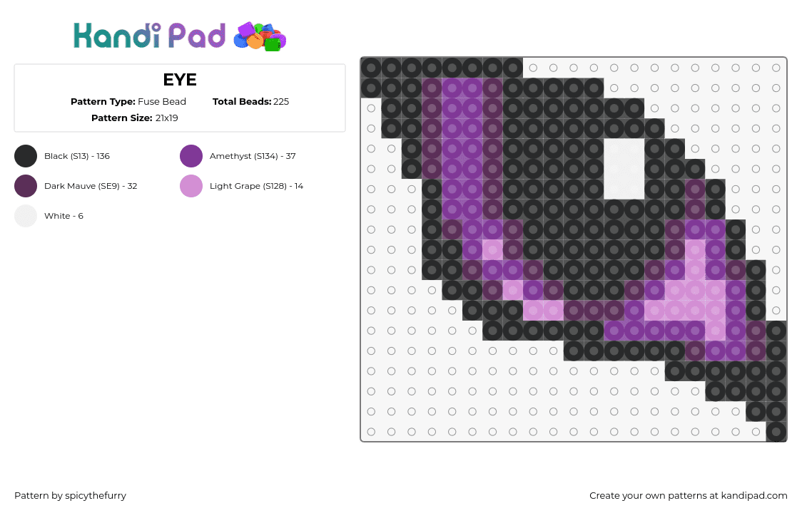 EYE - Fuse Bead Pattern by spicythefurry on Kandi Pad - eye,animal,purple,black