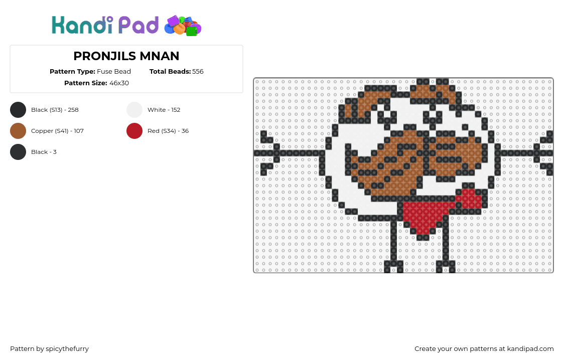 PRONJILS MNAN - Fuse Bead Pattern by spicythefurry on Kandi Pad - pringles,character,chips,food,mustache,white,red,brown