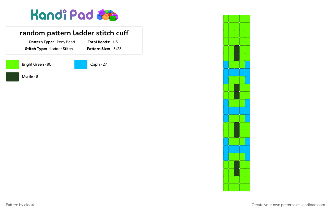 random pattern ladder stitch cuff - Pony Bead Pattern by eleo4 on Kandi Pad - 