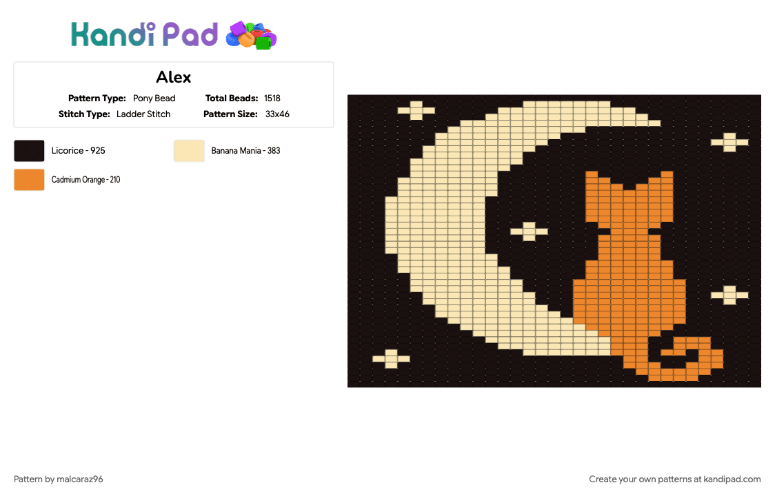 Alex - Pony Bead Pattern by malcaraz96 on Kandi Pad - beige, orange