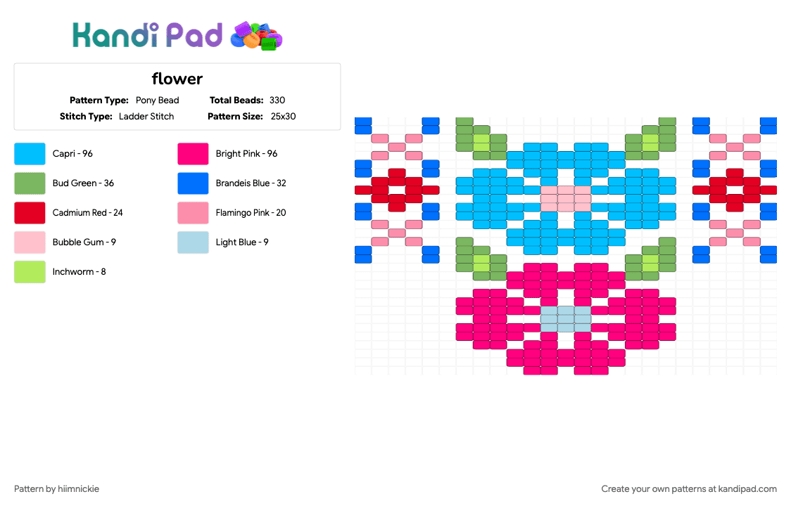 flower - Pony Bead Pattern by hiimnickie on Kandi Pad - light blue, pink
