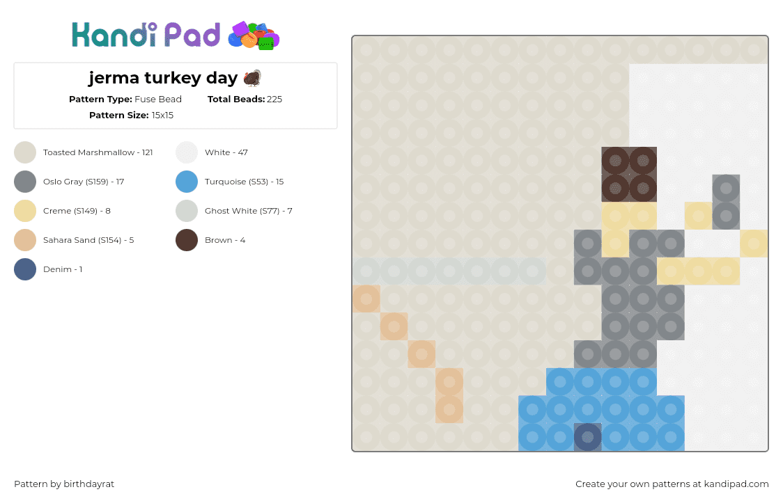 jerma turkey day  - Fuse Bead Pattern by birthdayrat on Kandi Pad - jerma,thanksgiving,youtube,panel,beige,gray