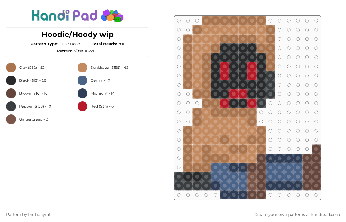 Hoodie/Hoody wip - Fuse Bead Pattern by birthdayrat on Kandi Pad - tim wright,creepypasta,tan