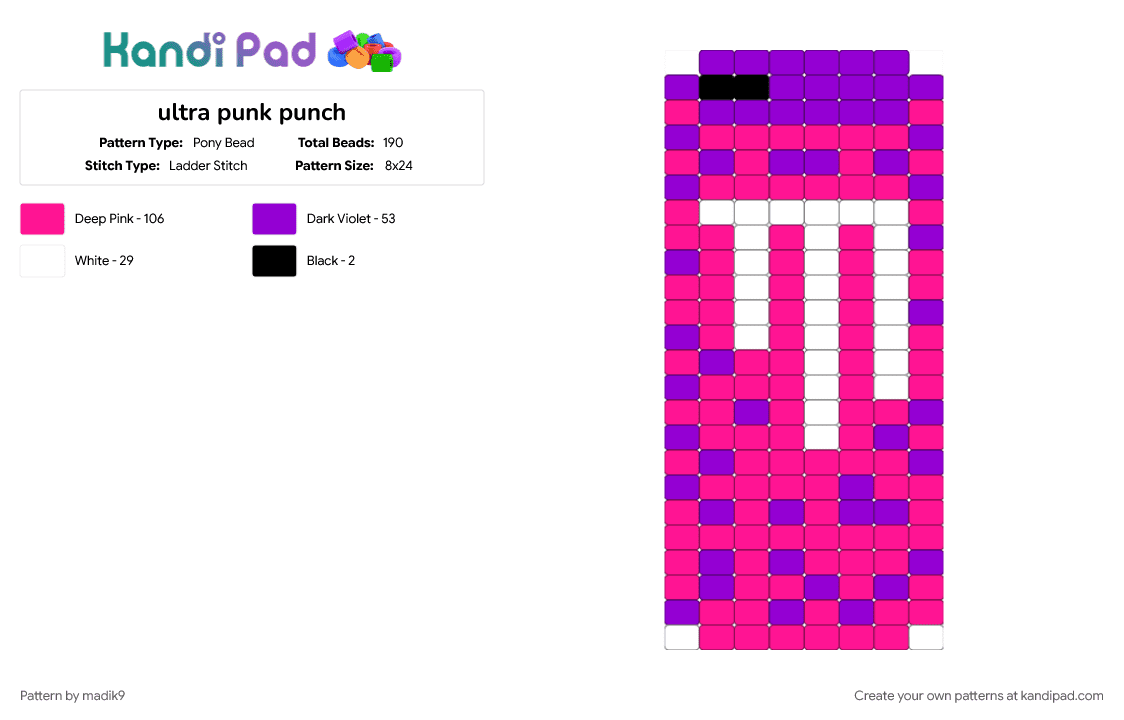 ultra punk punch - Pony Bead Pattern by madik9 on Kandi Pad - pink, purple