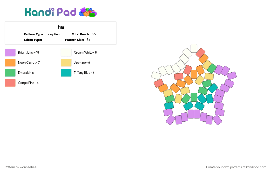 ha - Pony Bead Pattern by wonheehee on Kandi Pad - 