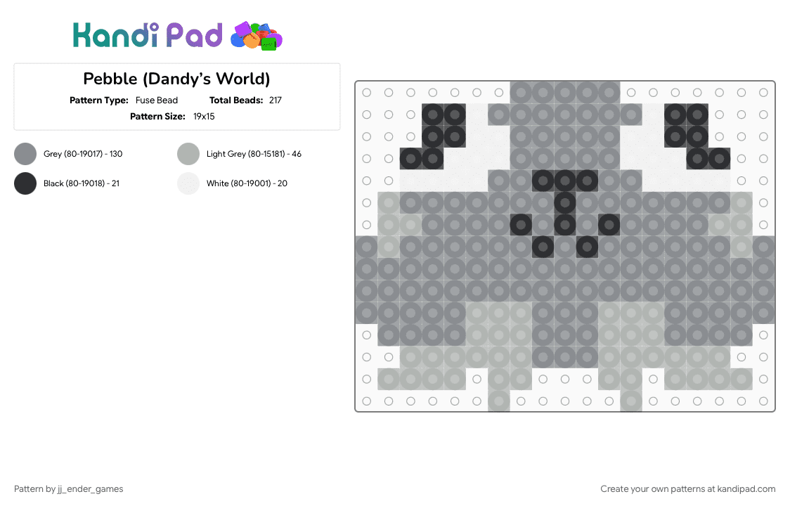 Pebble (Dandy’s World) - Fuse Bead Pattern by jj_ender_crafts on Kandi Pad - beige, dandys world, dog, gray, pebble, perler bead, roblox